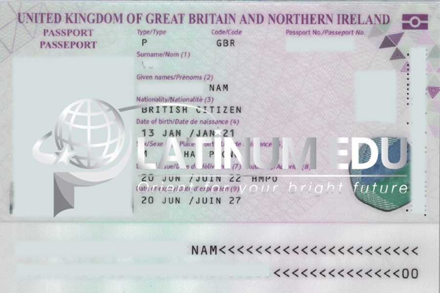 Hộ chiếu Anh quốc của bé V.Đ.N.H sinh ra tại Hải Phòng