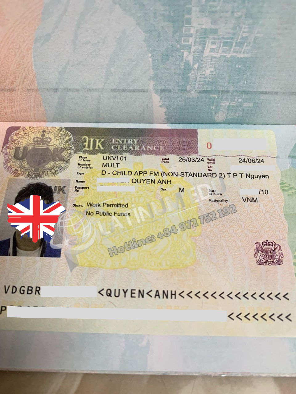 Platinum Edu thành công xử lý Visa định cư Anh Quốc cho cháu Quyền Anh