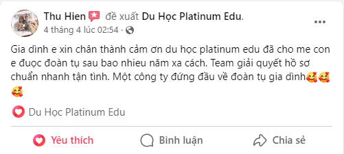 Đánh giá tuyệt vời của Chị Hiền dành cho Cty Platinum Edu